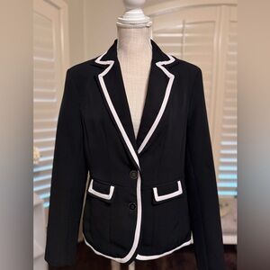 New York and Company Black and Off-White Trim Blazer